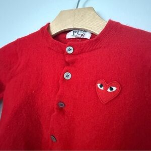 PLAY COMME des GARCONS Heart Patch Wool Knit Cardigan Size S *shrunk*